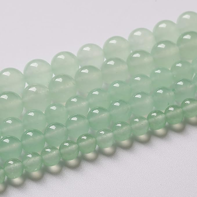 8mm 46pcs Natural Green Jade Chalcedony Beads Energy Healing Power Stone Beads for Jewelry Making Round Loose Beads DIY Bracelet 15" (Green Jade, 8mm)
