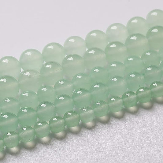 8mm 46pcs Natural Green Jade Chalcedony Beads Energy Healing Power Stone Beads for Jewelry Making Round Loose Beads DIY Bracelet 15" (Green Jade, 8mm)