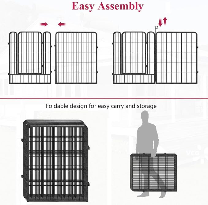 Dog Playpen, 32inch 20 Panels Outdoor Dog Fence Indoor Dog Pen Anti-Rust Pet - Image 5