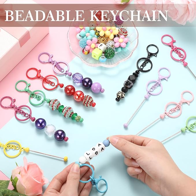 Tondiamo 24 Pcs Beadable Keychain Bars Bulk Beads - Image 2