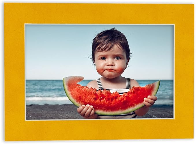 11x14 Mat Bevel Cut for 8.5x11 Photos - Acid Free Bright Yellow Precut Matboard With Backing Board and Crystal Clear, Self Seal Mat Bag - For Pictures, Framing - 4-ply Thickness