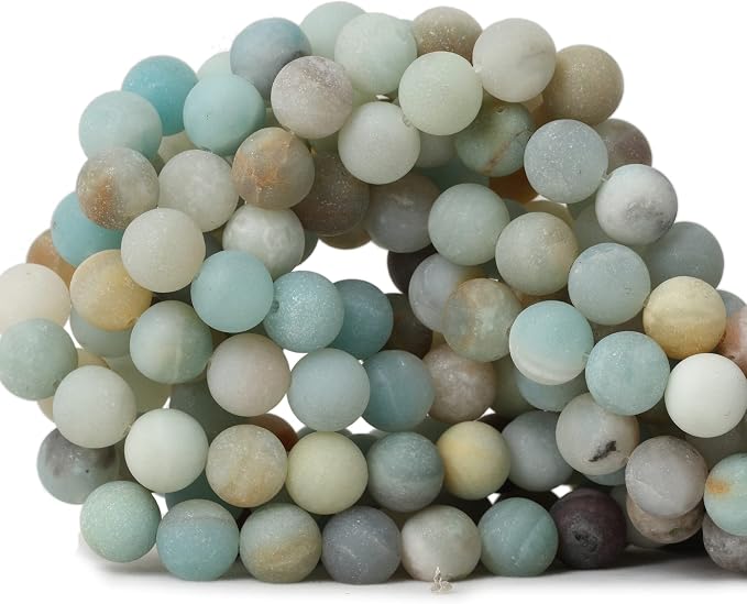 35PCS 10mm Natural Colorful Frosted Amazonite Gemstone Round Loose Beads Stone by CHEAVIAN