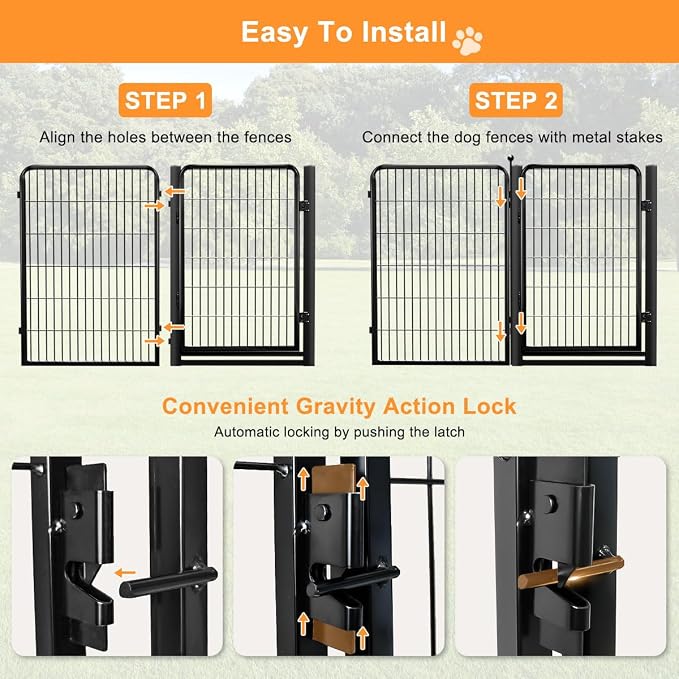 Dog Fence Outdoor Pens Outside, Portable Dog Play Pen 40" H 12 Panels Pet - Image 7