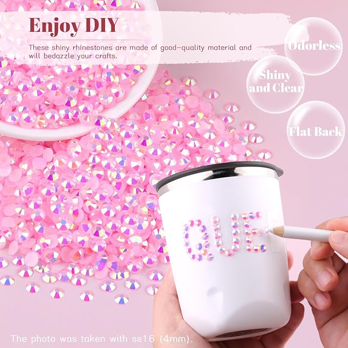 1500PCS 6mm Resin Jelly Rhinestones in Bulk, Bedazzling Flatback Crystals - Image 4