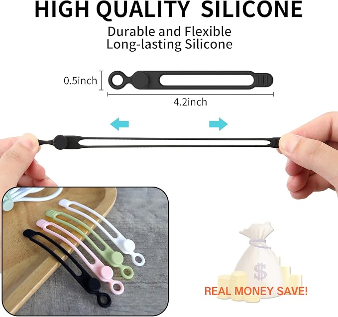 UMUST 20pcs Silicone Cable Ties, Reusable Cable Management Organizer, Wire - Image 3