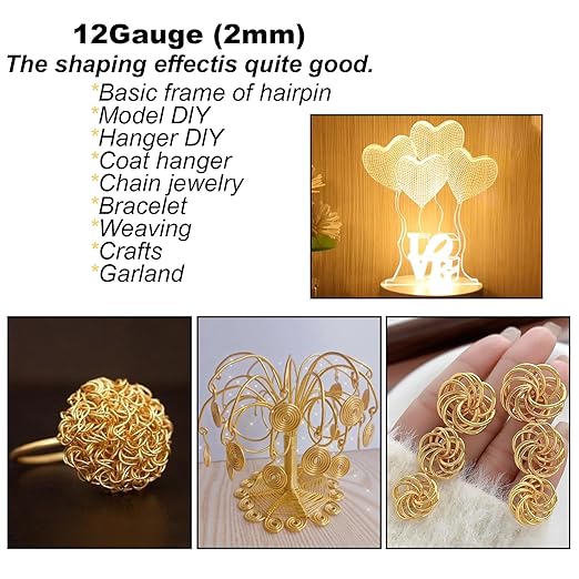 12 Gauge(2mm) Aluminum Wire 35 Yards Anodized Metal Wire for Bonsai Armature Crafting Sculpting Jewelry Craft Making Beading Floral (Copper, 12 Gauge)