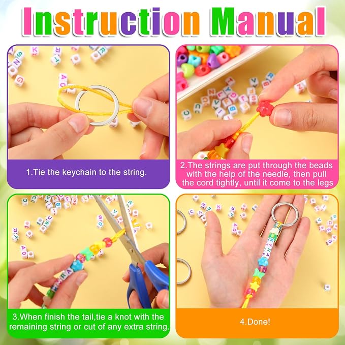 Landical 564 Pcs DIY Bead Keychain Kit Key Chain Making Craft Adjustable Letter - Image 2