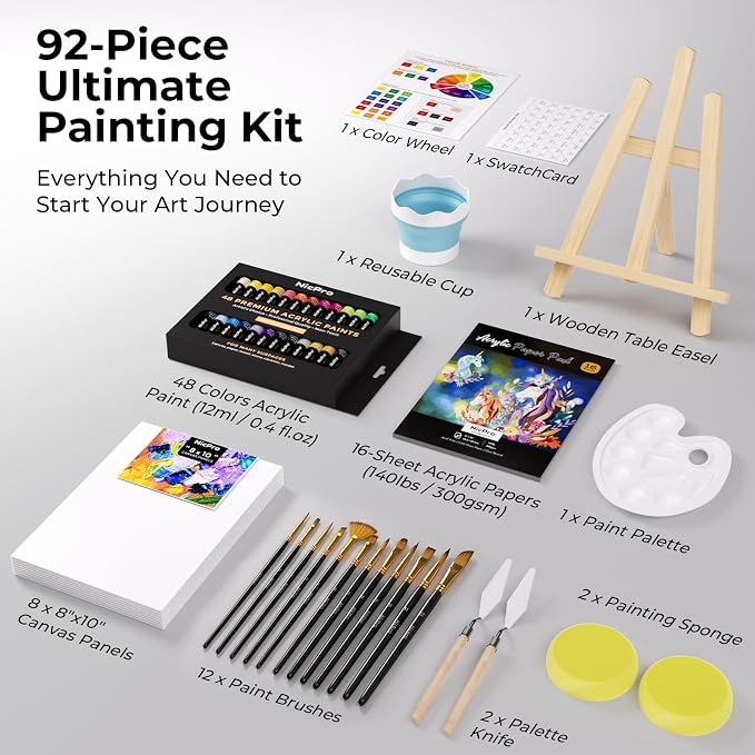 Nicpro 92PCS Acrylic Paint Canvas Set - Image 3