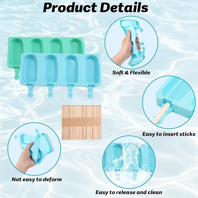 Popsicles Molds, Reusable Silicone Ice Pop Cream Cakesicle Maker Mold 4 Cavities - Image 3