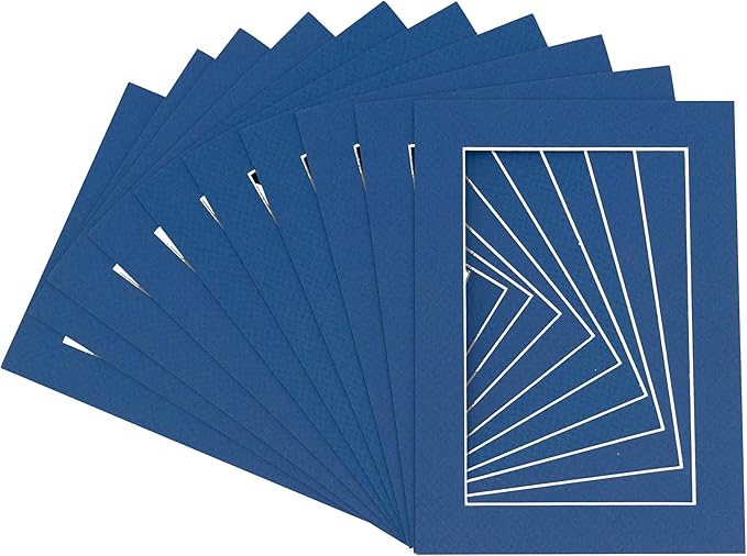 11x14 Mat for 8.5x11 Photo - Precut Royal Blue Picture Matboard for Frames 11 x 14 Inches - Bevel Cut to Display Art 8.5 x 11 Inches - Acid Free Pack of 10 MATS with Backing Boards & Clear Bags