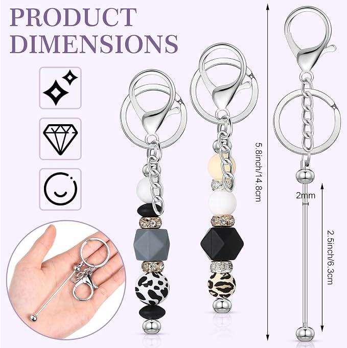 Tondiamo 24 Pcs Beadable Keychain Bars Bulk Beads - Image 2