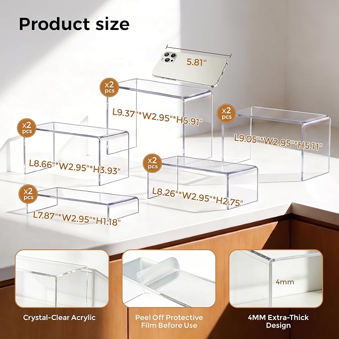 Acrylic Risers 10 Pack Display Risers Clear Stand - Image 2
