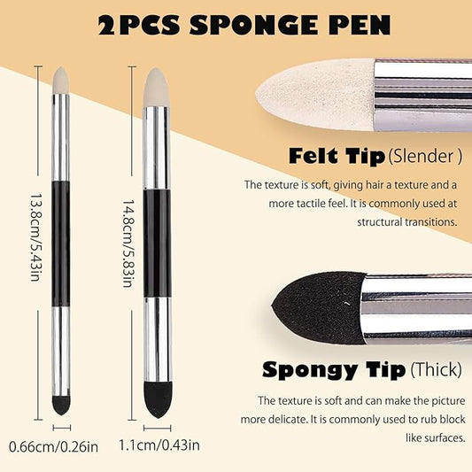 Haojiaho Blending Stump, 9pcs Blending Stumps, Blending Sponge Pens and Sandpaper Pencil Sharpener, Washable & Reusable, Tortillions Paper Art Blenders for Student Artist Charcoal Sketch Drawing
