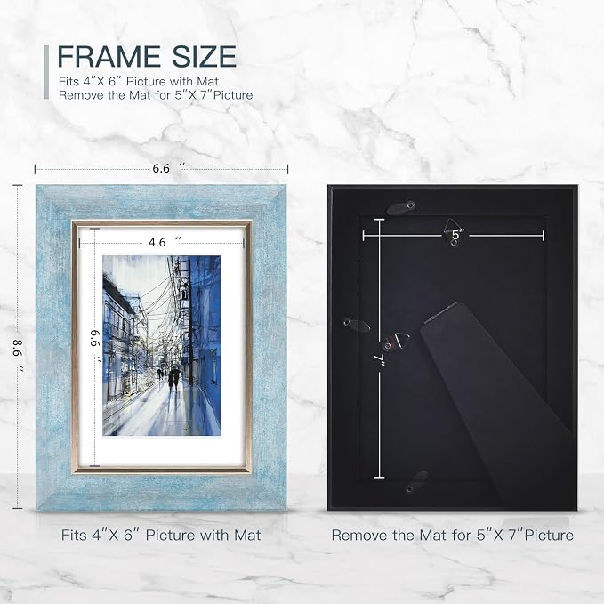 XUANLUO 5x7 Picture Frames Set of 4 Rustic Retro Photo Frame - Image 2
