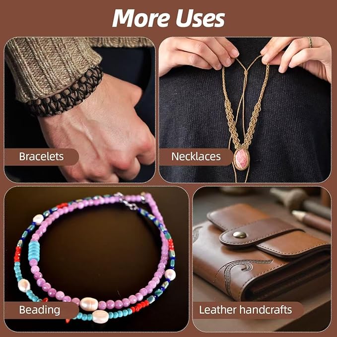 Natural Waxed Thread, 0.55mm/0.8mm, Wax Thread for Handcrafted Wrapping, Sewing, Bookbinding, Leather Threads, Beginners Craft DIY, Hemp Cord (Black/Brown/White, 0.8mm/16 Yards)