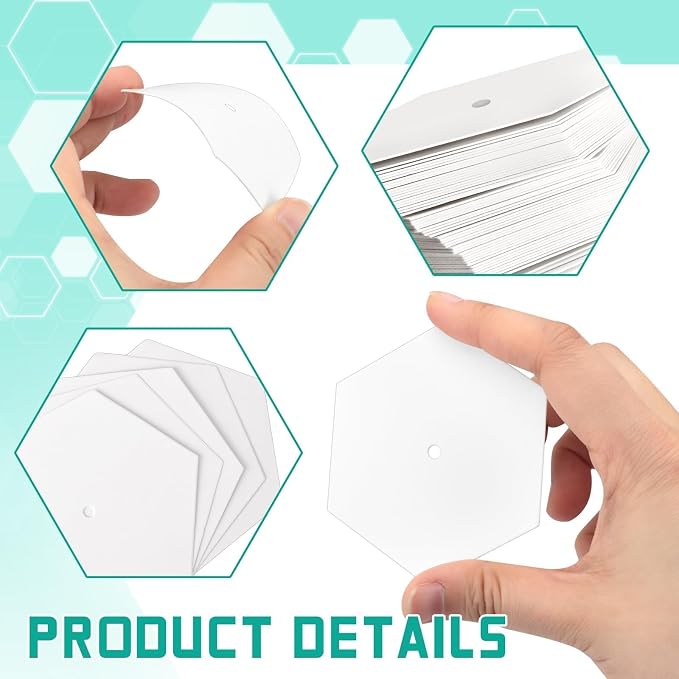 500 PCS 1.5" White Hexagon Piecing Paper Templates, Quilting Templates - Image 3