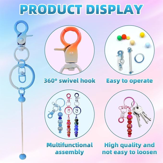 DNLEGULI 20 Pcs Beadable Keychains Bulk Kit – DIY Keychain Making Supplies - Image 3