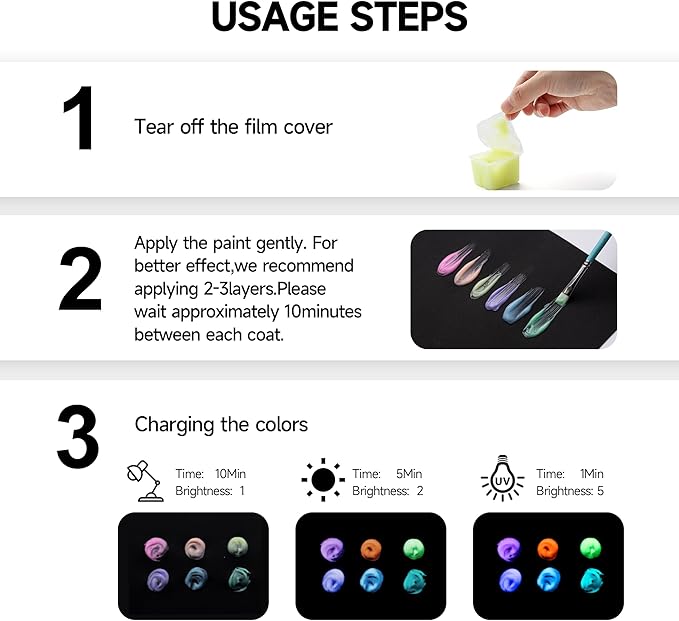 HIMI Glow in The Dark Jelly Gouache Paint Set, 6 Colors 23ml, Jelly Cup Design, Travel carry, Non Toxic Paint for Canvas and Paper, Art Supplies for Professionals
