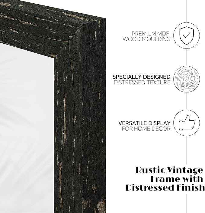 puthiac 5x7 Rustic Farmhouse Picture Frame, Swamp Black, 1 Pack | Distressed - Image 3