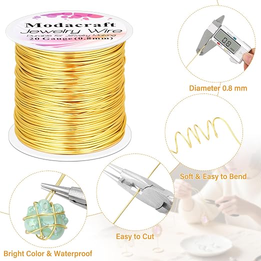 Modacraft 20 Gauge Gold Jewelry Wire & 4-in-1 Pliers Kit - 82FT Tarnish - Image 3