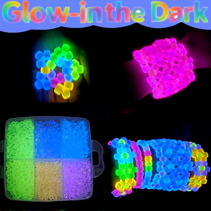 5800Pcs Glow in The Dark Pony Beads Bulk, 30 Colors Rainbow Kandi Bead - Image 2