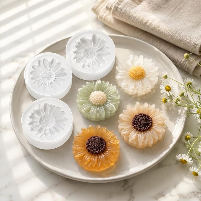 4 Pcs 3D Flower Silicone Molds Daisy Sunflower - Image 6
