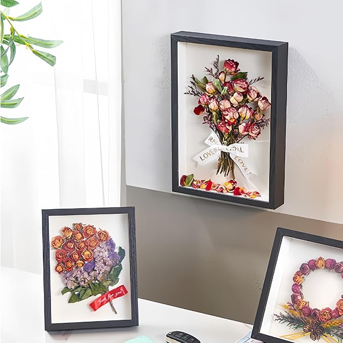 HD Glass Wooden Hollow Photo Frame, 6x8 Shadow Box Frame，Frames - Image 2
