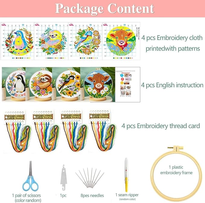 Zhenging Animal Cross Stitch Kit – 4 Pre-Printed Designs - Image 5