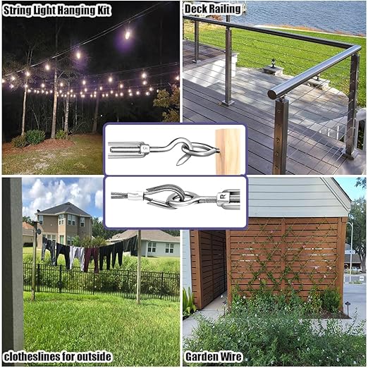 165FT Steel Cable Kit | M5 Turnbuckle & 1/8" Stainless Steel Wire Rope