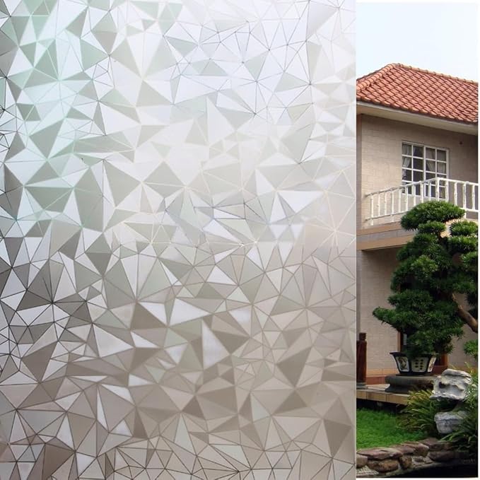Bloss Privacy Window Film, 3D Diamond Decorative Windows Cling Stained Glass by Bloss