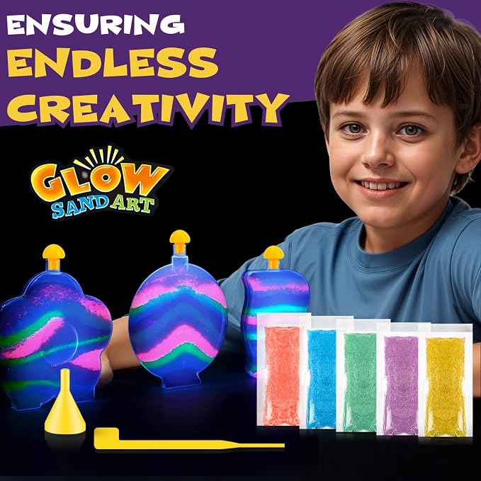 Create Your Own Magic Sand Art Glitter Activity | Glow in the Dark Colored - Image 4