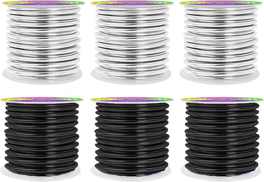 Mandala Crafts 8 Gauge Anodized Aluminum Craft Wire for Jewelry Making - 120 FT Colored Flexible Silver Black Wire - Bendable for Bonsai Armature Crafting Sculpting