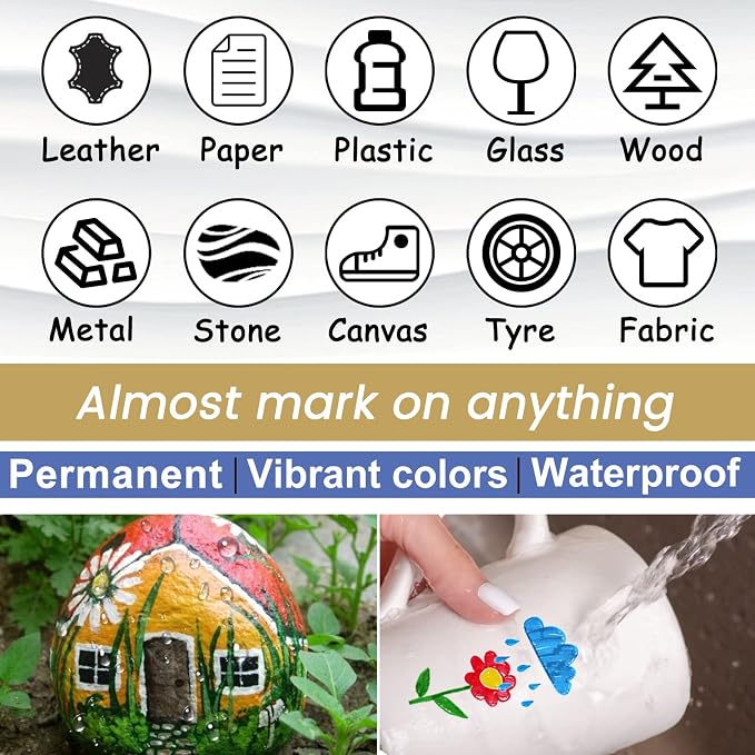 Overseas 2 Pack White Acrylic Paint Pens Permanent Markers, Medium Tip | - Image 6