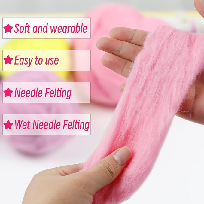JeogYong Needle Felting Wool, 3.53oz Wool Roving Chunky Wool Yarn, Caramel Wool - Image 2