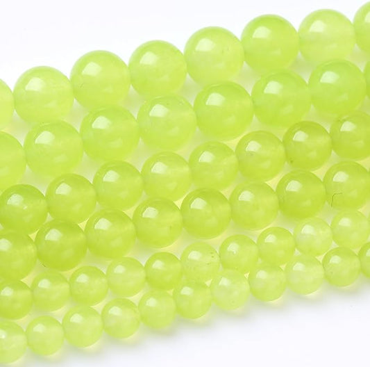 45PCS 8MM Natural Apple Green Chalcedony Beads Round Loose Stone Beads for Jewelry Making DIY Energy Stone Healing Power Bracelet 15"