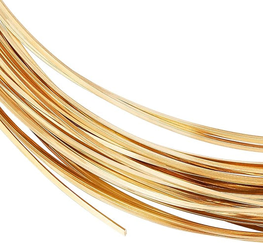 BENECREAT 20 Gauge 33 Feet Square Copper Wire Half Hard Yellow Brass Wire for Jewelry Beading Craft Work
