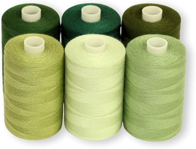 BlesSew Sewing Thread in Green Color Tones – 6 Spools of Polyester Thread by BlesSew