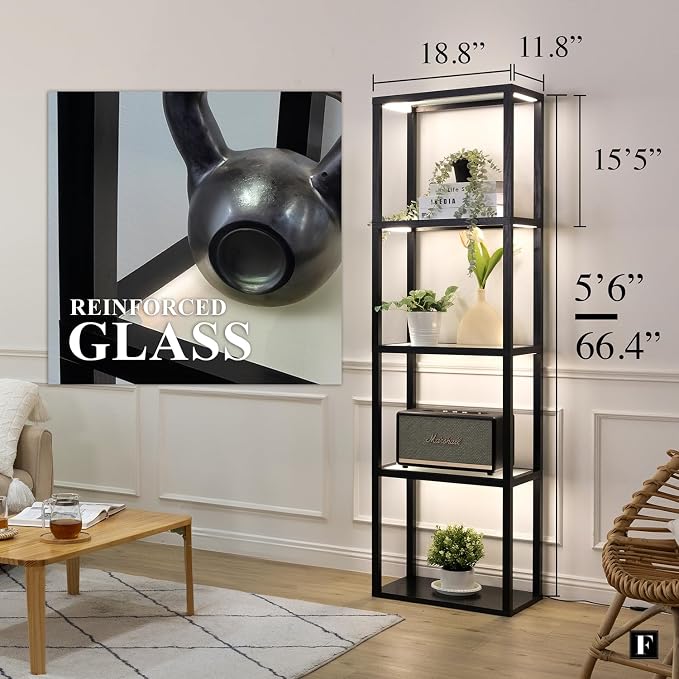 LED Display Shelf with Lights – Glass Display Cabinet - Image 2