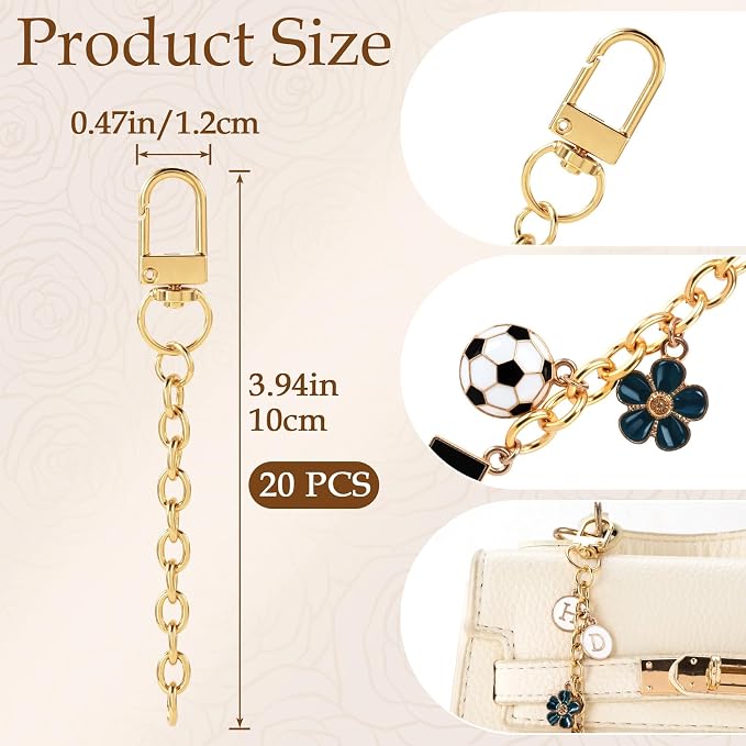 Hzopcw 20pcs Gold Keychain Making Kit, Key Ring Swivel Snap Hook Chains - Image 2