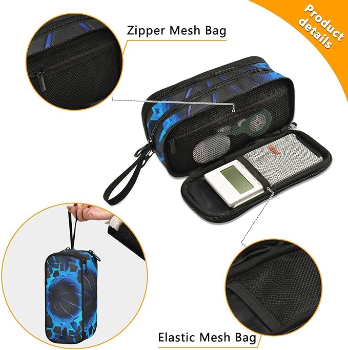 3d Basketball Blue Lighting Pencil Case Box Boys Girls Large Pencil Pouch - Image 4