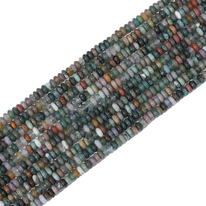 Natural Indian Agate Disk Stone Beads 4x2mm 160pcs Rondelle Loose Semi Gemstone Beads for Jewelry Making Design