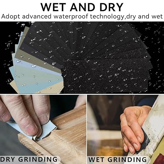 25-Piece Fine Sandpaper Set 1000/2000/3000/5000/7000 Grit Wet Dry Sandpaper Combo 9x3.6 Inches, Suitable for Automotive, Resin Furniture Finishing, Stone Turning Finishing