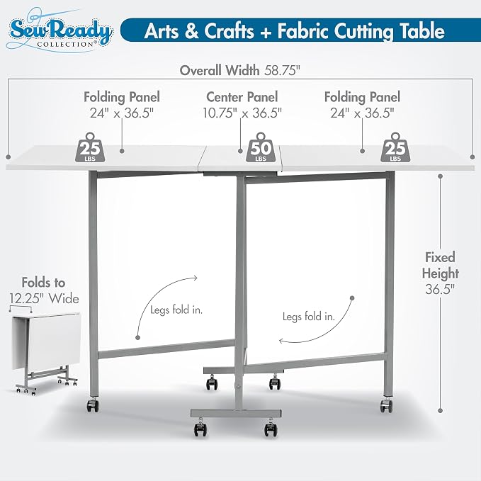 Sew Ready Folding Craft & Cutting Standing Table - Image 3