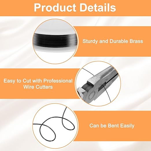 HARFINGTON 82ft Jewelry Wire, 32 Gauge (0.2mm) Brass Craft Soft Metal Tarnish Resistant Copper Beading Wire for Jewelry Making Supplies Crafting, Black