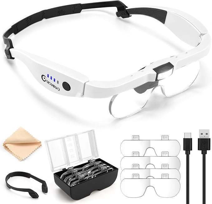 Magnifying Glass with Light, 1.5X-5.0X Magnifying Glasses, Rechargeable by GUOUBUO