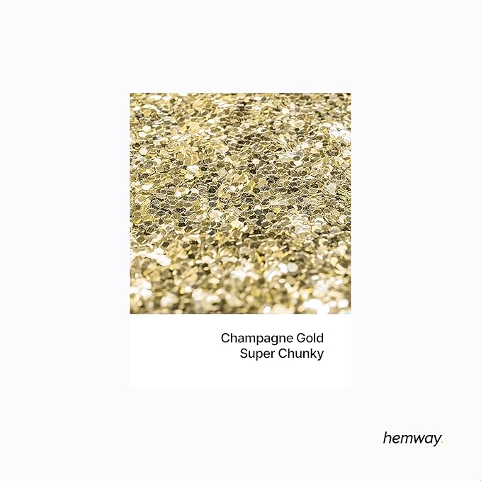 Hemway Glitter for Resin 100g Champagne Gold Metallic Crystals for Epoxy Craft Super Chunky Flakes Tumblers Wax Melt