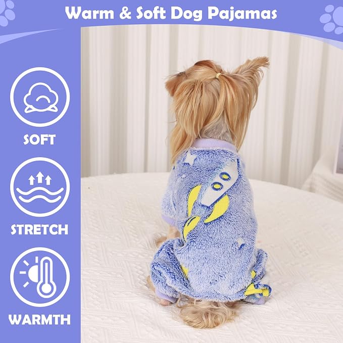 Fleece Dog Pajamas Small, Fall Winter Pjs, Cute Extra Small Puppy Clothes - Image 2