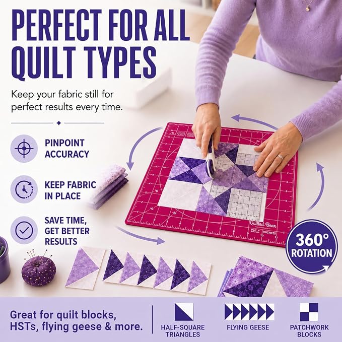 The Quilted Bear Rotating Cutting Mat 18" x 18" - Image 7