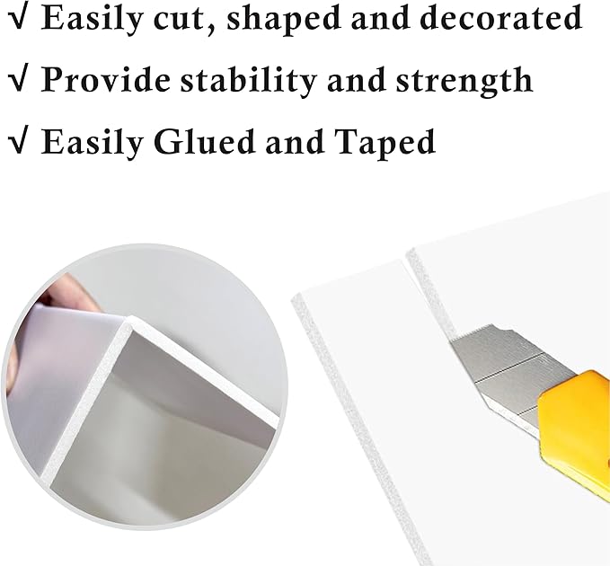 12 Pack Foam Core Board, ZJCEASER 8 x 10 White Poster Board, 3/16" Thickness Sign Board Craft Foam Sheet for Signboards, School Projects, University Displays, College Events, Arts & Crafts, Framing