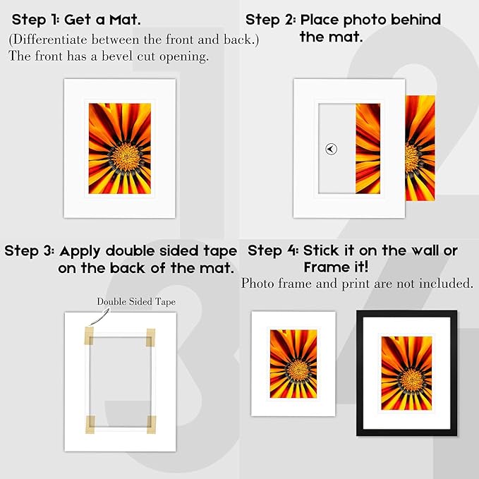 Golden State Art, 11x14 Double Mats for 8x10 - for Photos, Pictures, Frames - Acid-Free, 5 Pack, White Over White